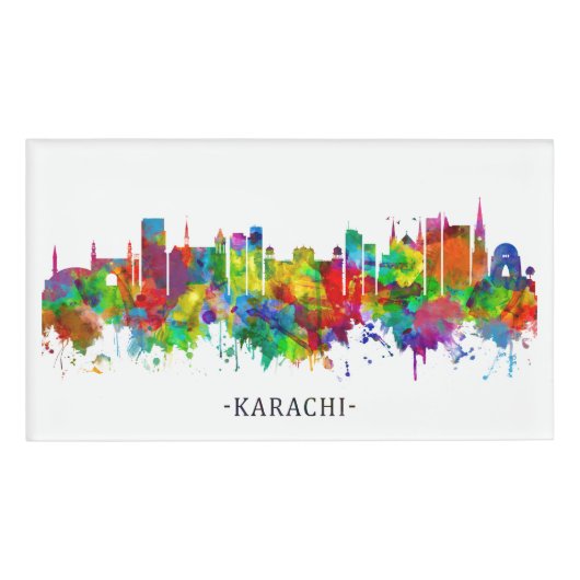 Karachi Skyline Pakistan Naambadge (Voorkant)