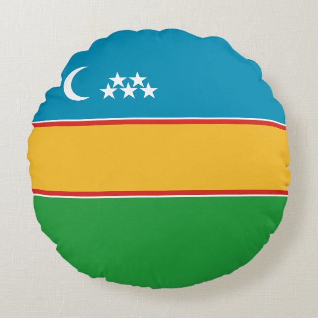 Karakalpakstan-vlag Rond Kussen (Voorkant)