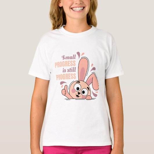 Karakter Bunny Schattigee Motivatie Voortgang T-shirt (Voorkant)