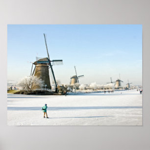 Karakteristiek nederlandse schaatsen bij Kinderdij Poster