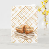 Karamel Crème Strepen Hart Kussens Deken Liefde Kaart (Gele Bloem)