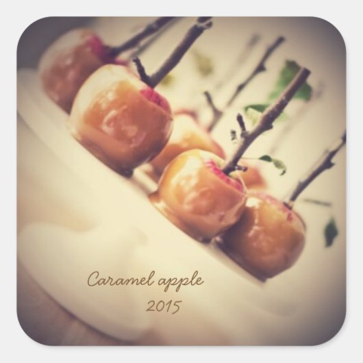 karamelappel vierkante sticker (Voorkant)