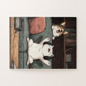 Karaoke-avond - Cat & Corgi Puzzel (Horizontaal)