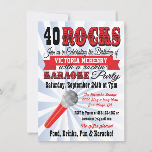 Karaoke Birthday Party Poster Style Uitnodiging (Voorkant)