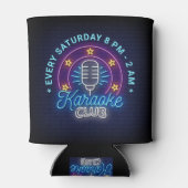 Karaoke Club Neon Let Illustration, Custom Text Blikjeskoeler (Achterkant)