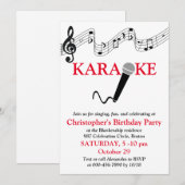 Karaoke Feest Muziek Schaal Microfoon Rood Kaart (Voorkant / Achterkant)