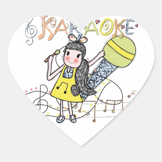 Karaoke Girl Hart Sticker (Voorkant)