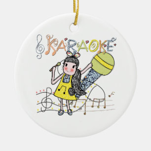 Karaoke Girl Keramisch Ornament