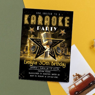 Karaoke Gold Night Uitnodiging voor verjaardagsfee