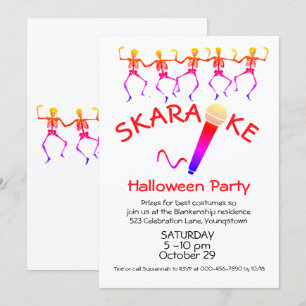 Karaoke Halloween-feest Dansende skeletten op maat Kaart