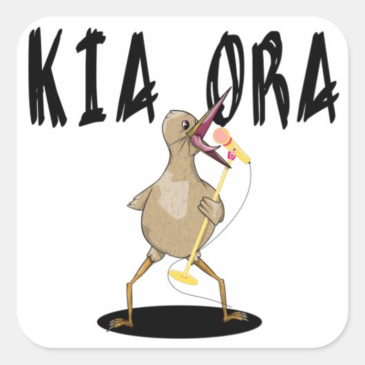 Karaoke Kiwi Vierkante Sticker (Voorkant)
