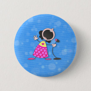 karaoke koningin-blauw ronde button 5,7 cm