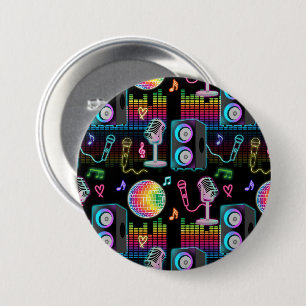 Karaoke Neon Glow Zingen Muziek Feest Ronde Button 7,6 Cm