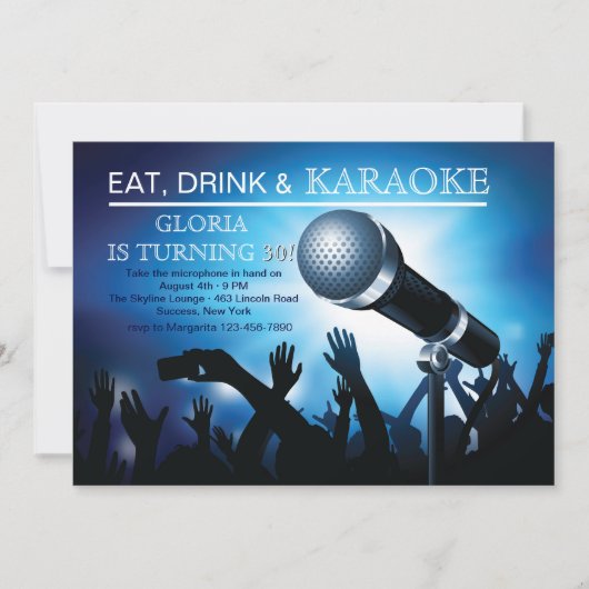 Karaoke Night Adulte Anniversaire Fête Invitation (Devant)