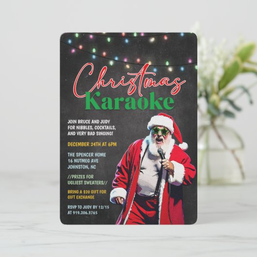 Karaoke Noël Fête Invitation (Debout devant)