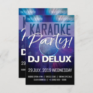 Karaoke Party   DJ   Club Flyer Kaart