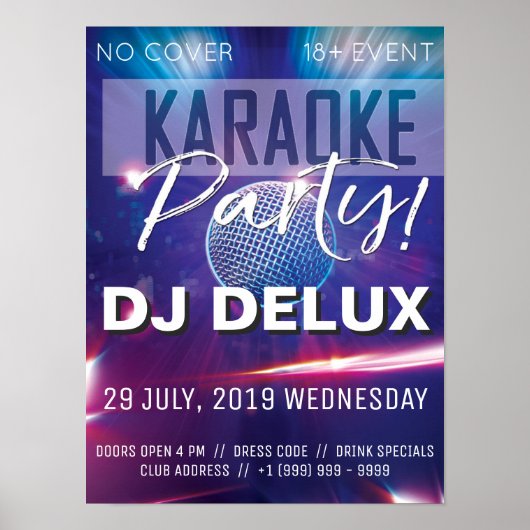 Karaoke Party | DJ | Club Flyer Poster (Voorkant)