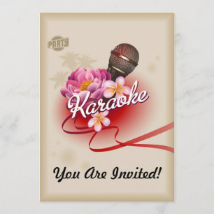 Karaoke Party Invitation Microphone Sing Song Card Kaart