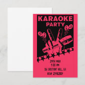 Karaoke Party Invite RSVP Kaartje (Voorkant / Achterkant)