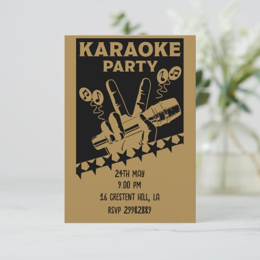 Karaoke Party Invite RSVP Kaartje (Staand voorkant)