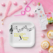 Karaoke Party Musical Scale Microphone Yellow Papieren Bordje (Feest)