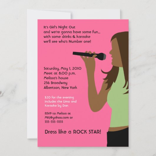 KARAOKE Singing Party Girls Night Out Birthday Kaart (Voorkant)