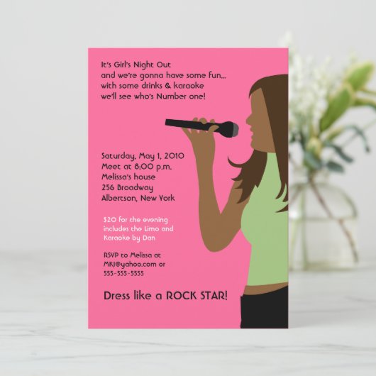 KARAOKE Singing Party Girls Night Out Birthday Kaart (Staand voorkant)