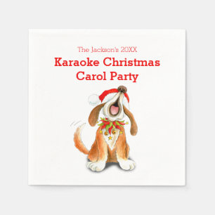 Karaoke zingende hond Kerstmis caroling partij Servet