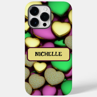 Karat Gold Hearts Case-Mate iPhone 14 Pro Max Hoesje