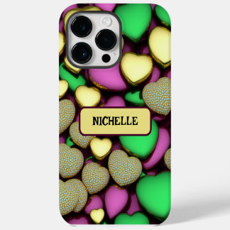 Karat Gold Hearts iPhone 14 Pro Max Hoesje