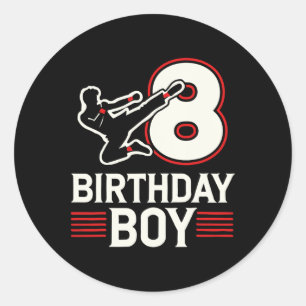 Karate 8 Verjaardag Jongen Ronde Sticker