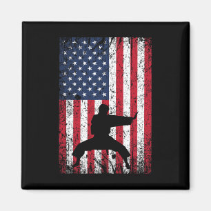 Karate Amerikaanse vlag 4 juli Martial Arts voor Magneet