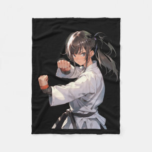 Karate Anime Girl Taekwondo Fighter Martial Arts Fleece Deken
