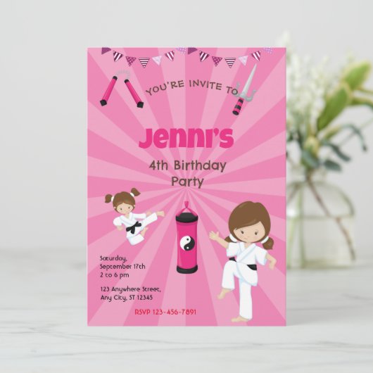Karate Anniversaire Fête Invitation (Debout devant)