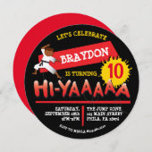 Karate Anniversaire Invitation Red Invitation (Devant / Derrière)