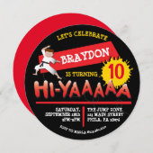 Karate Anniversaire Invitation Red Invitation (Devant / Derrière)