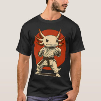 Karate Axolotl Schattige Vechtkunst Japanse Anime T-shirt