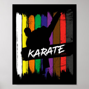 Karate Band Kleuren Silhouet Martial Arts Ontwerp Poster