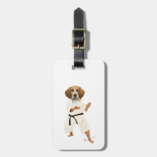 Karate Beagle Bagagelabel (Voorkant verticaal)