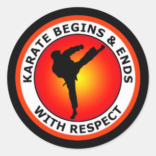 KARATE BEGINT EN EINDIGT MET RESPECT RONDE STICKER