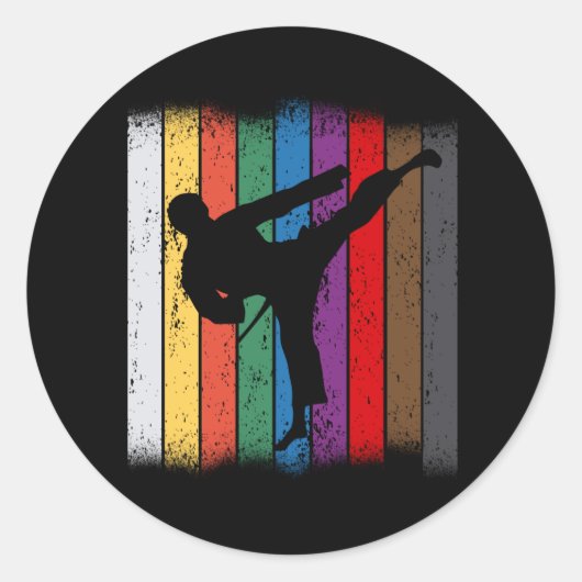 Karate Belt Colors Silhouette Ronde Sticker (Voorkant)