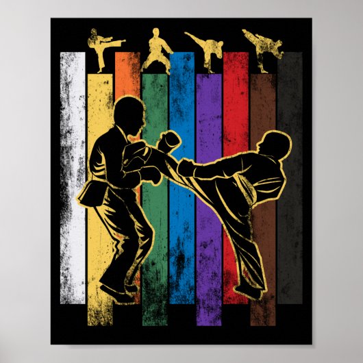Karate Belt Silhouette Martial Arts Sport Poster (Voorkant)