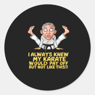 Karate Betaal Uit Grappige Vechtsport Cartoon Kuns Ronde Sticker