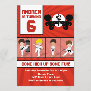 Karate Birthday Invitation 5x7 Karate Party