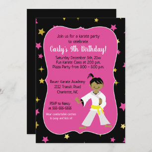 Karate Birthday Invitation Yellow Belt Kaart