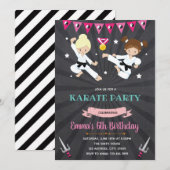 Karate Birthday Party Invitation Kaart (Voorkant / Achterkant)