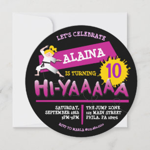 Karate Birthday Party Invitation Red Invitation Kaart