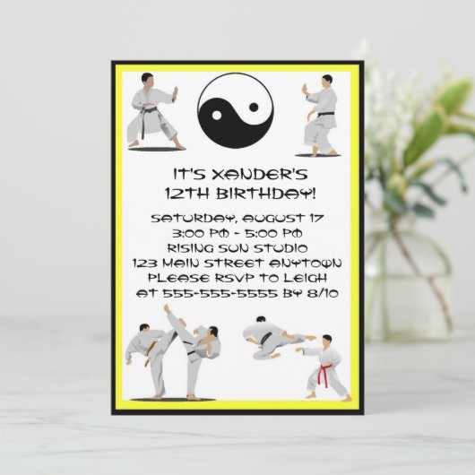 Karate Birthday Uitnodiging (Staand voorkant)