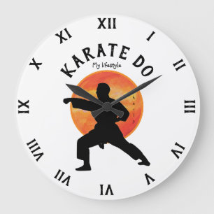 Karate Black Silhouette & Rising Sun Martial Arts Grote Klok