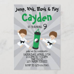 Karate Boy Invitation d'anniversaire Green